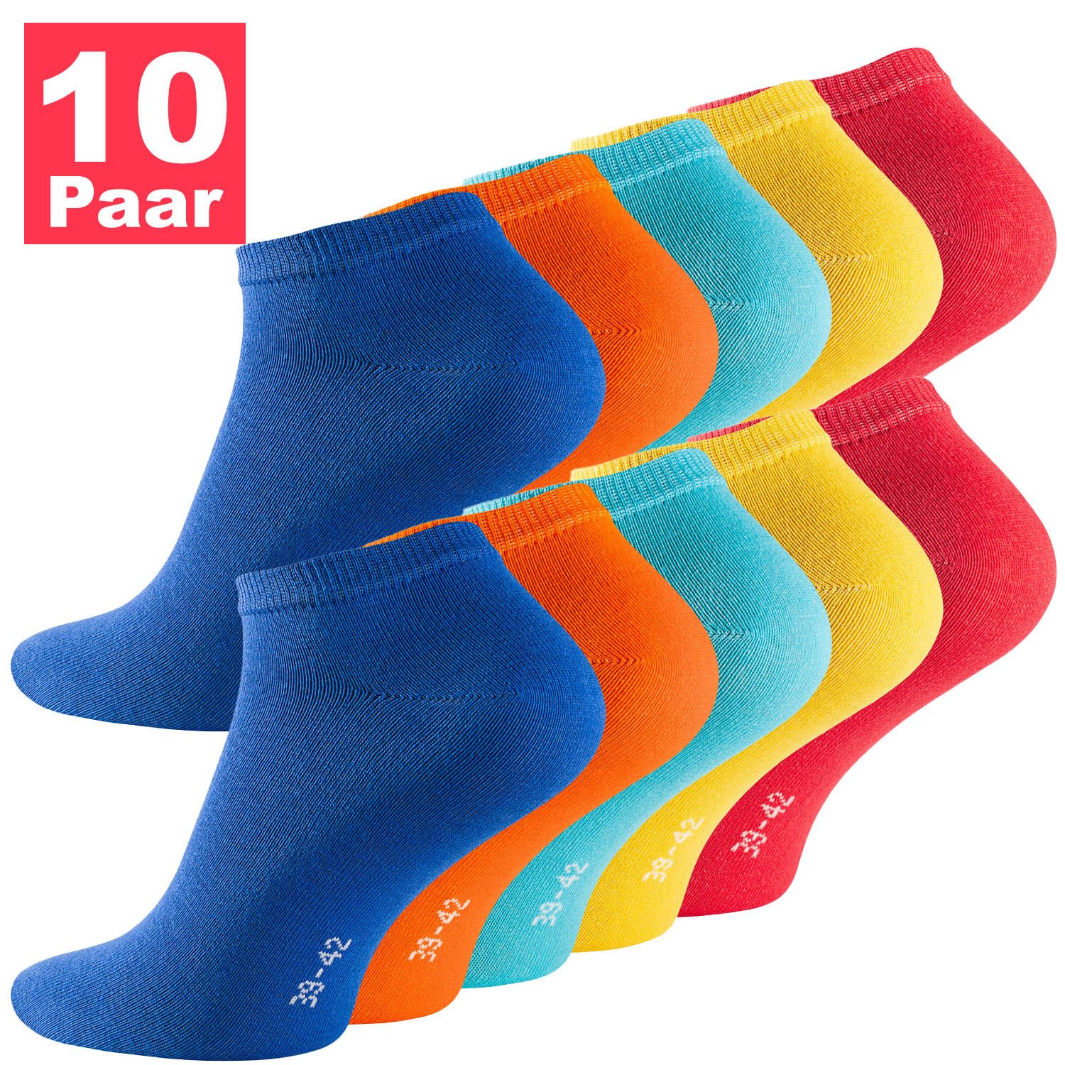 Reslad Sneakersocken Damen & Herren Sneaker Socken Kurz (10 x Paar) für Frauen & Männer (10-Paar) Sneakersocken Füßlinge Unisex