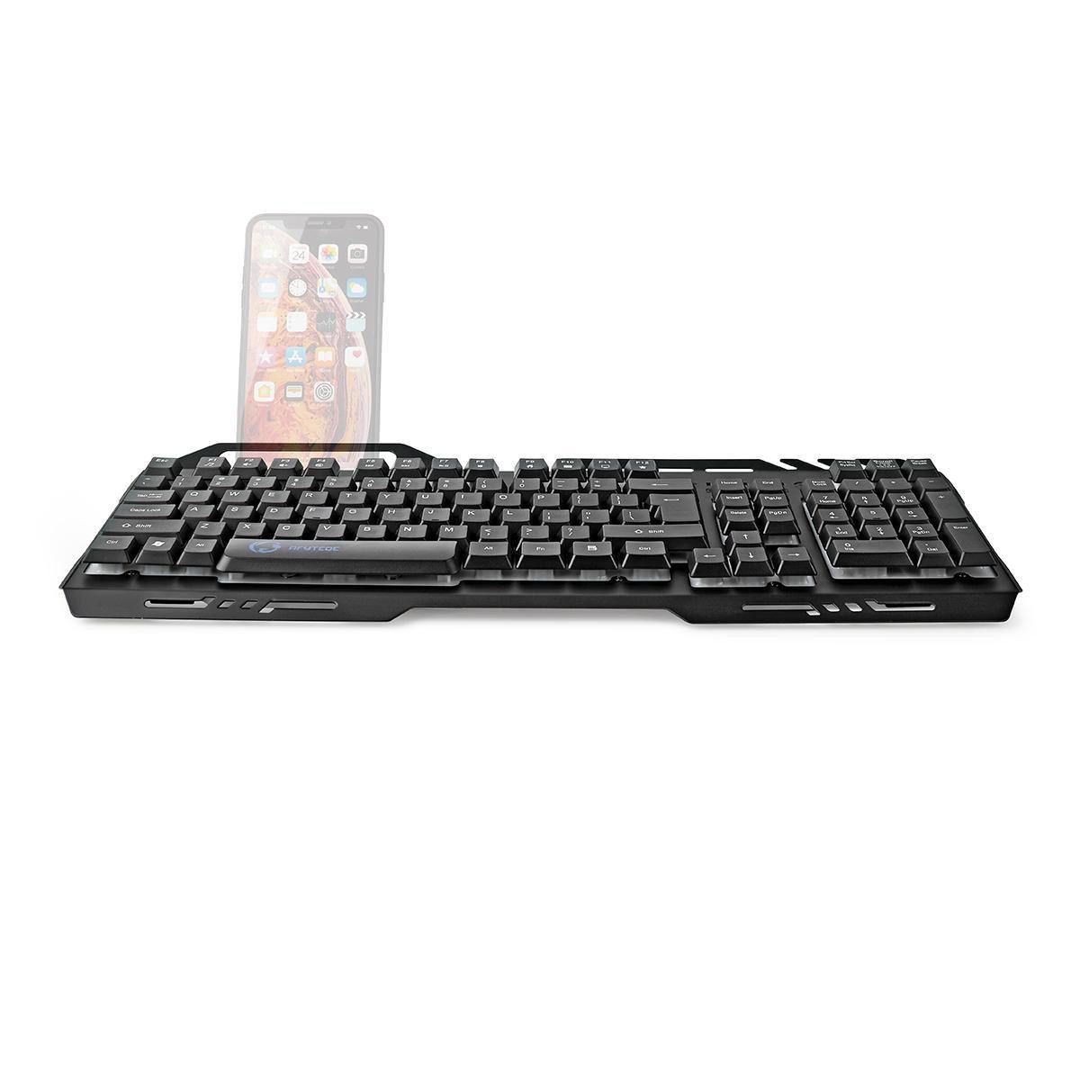 Nedis GKBD200BKUS Gaming-Tastatur (USB, LED, Multimedia-Tasten, für Büro und Zuhause, US-Layout)