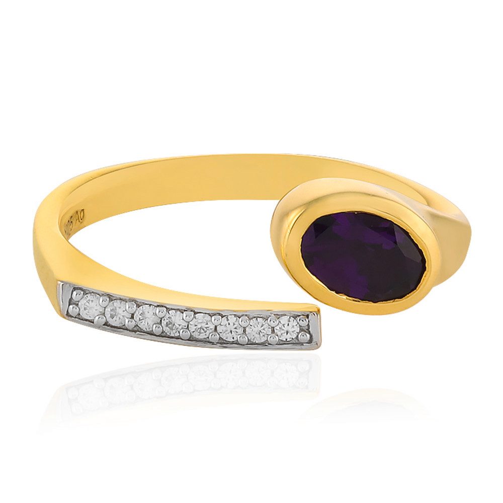 Cavill Solitärring Cavill Ring Amethyst 0,77 ct Oval 925 Silber vergoldet Zirkon Damen (1-tlg)