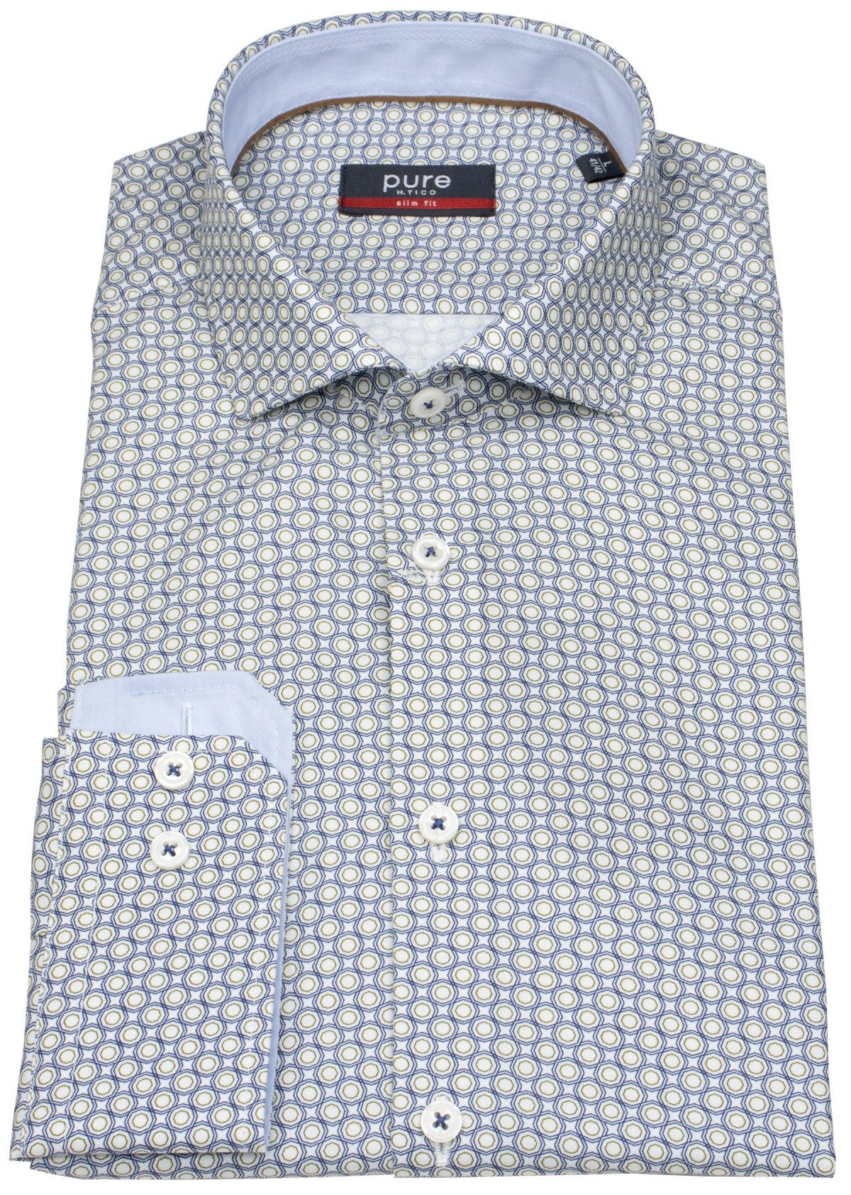 Pure Langarmhemd Slim Fit stark tailliert Haifischkragen