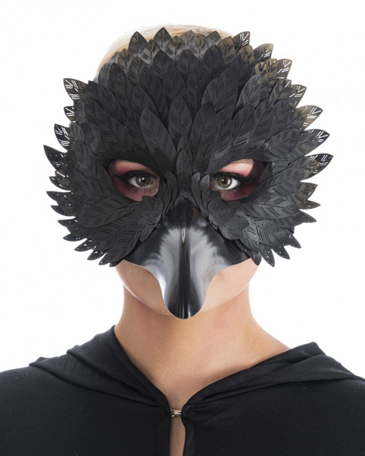 CHAKS Verkleidungsmaske Schwarzer Rabe Halloween Pest Maske, mit Federn