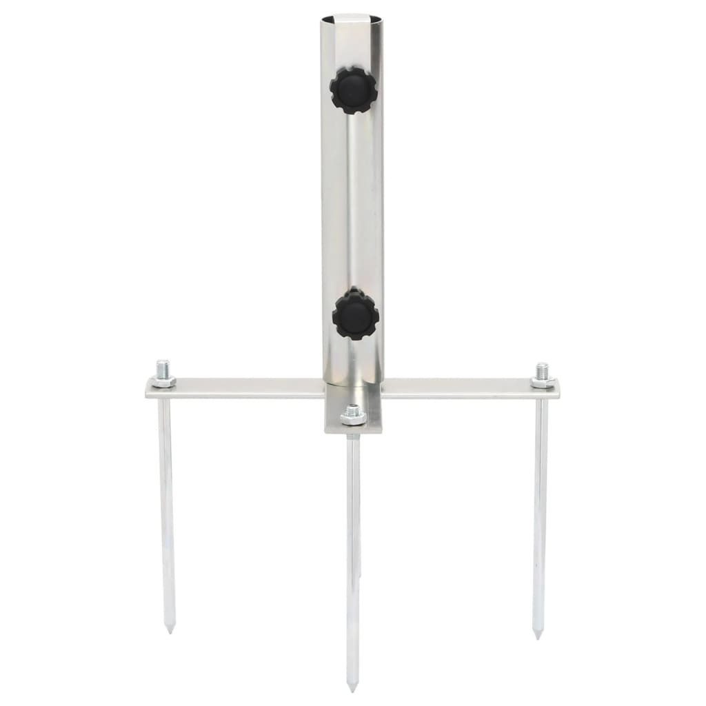 vidaXL Schirmhalter Sonnenschirmständer mit Erdspießen für Ø32-38 mm Silbern Stahl