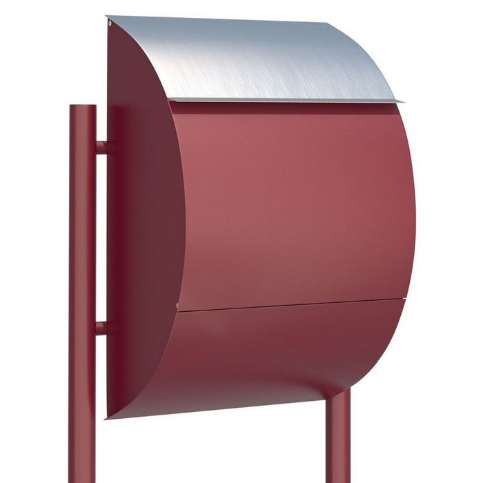 Bravios Briefkasten Standbriefkasten Jumbo Rot mit Edelstahlklappe