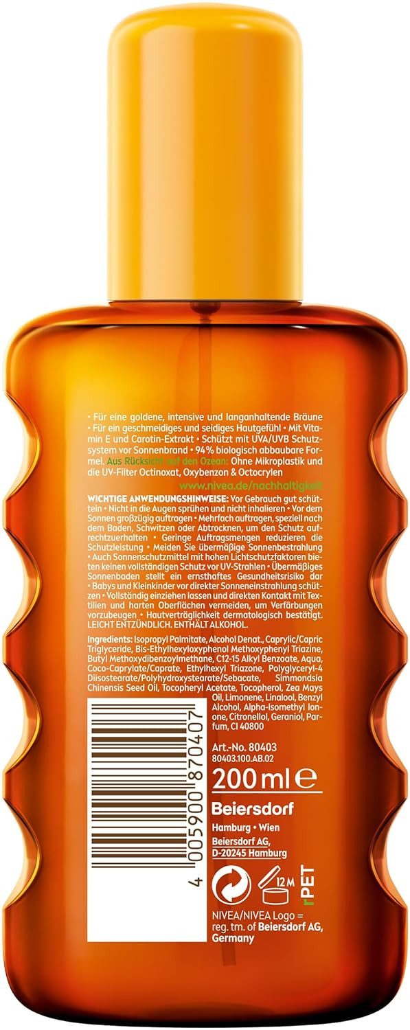 Nivea Sonnenschutzspray Sonnenschutz - Tropical Bronze Ölspray LSF 6 (200 ml), 1-tlg.