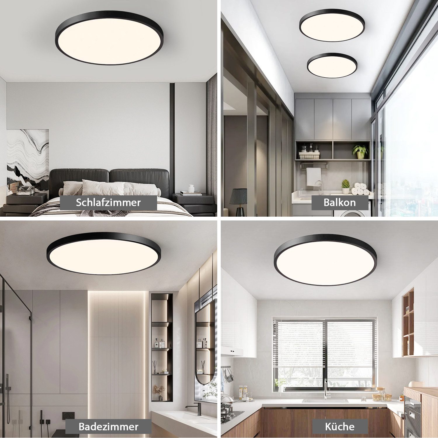 JDONG LED Deckenleuchte Flach Rund Ø23CM/30CM/40CM/50CM Deckenlampe, Rund Flach, 4000K Neutralweiß, Lamp für Wohnzimmer Schlafzimmer Küche Balkon Büro Flur – Bild 4 von 5
