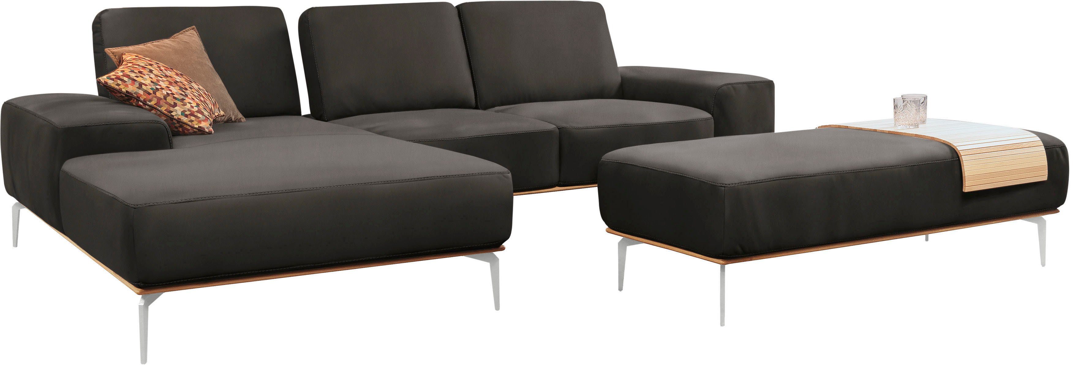 W.SCHILLIG Ecksofa run, mit elegantem Holzsockel, Füße in Chrom glänzend, Breite 279 cm