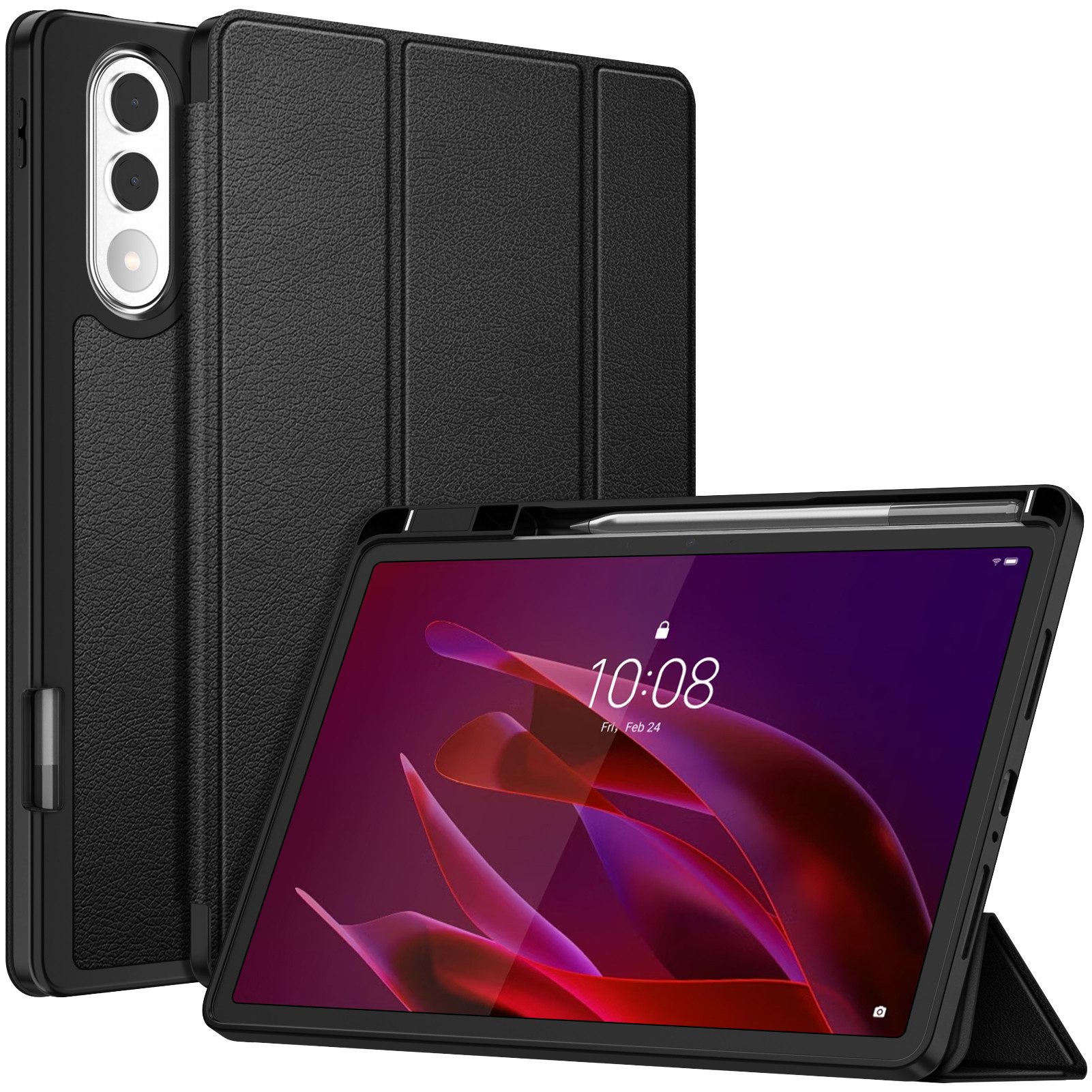 Fintie Tablet-Hülle für Lenovo Yoga 11.1 Zoll 2025 (TB710FU), Schwarz 11.1‘’, Ultradünne Soft TPU Rückseite Abdeckung Schutzhülle mit Stifthalter