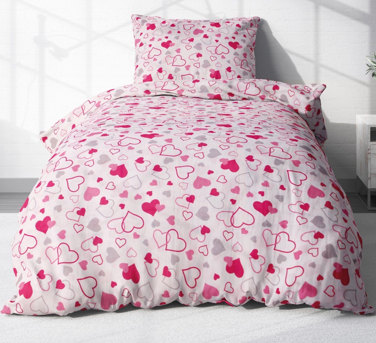 Heubergshop Bettwäsche, Renforcé, 2 teilig, 135x200cm + 80x80cm Herzen Baum günstig online kaufen