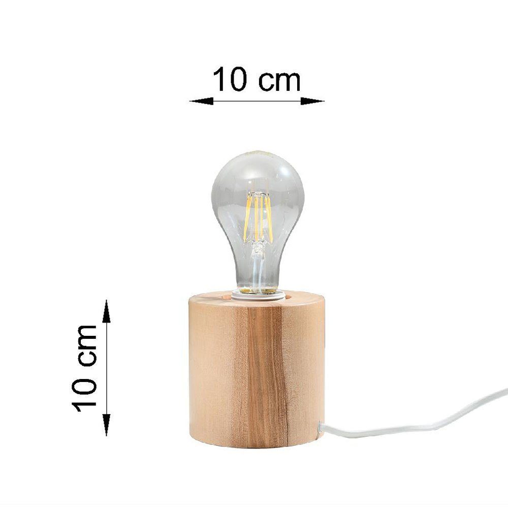 etc-shop LED nicht Vintage, Nachttischlampe Tischlampe Schlafzimmer E27 inklusive, Tischleuchte, Holz Lampe Leuchtmittel