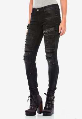 Cipo & Baxx Röhrenjeans im coolen Biker-Look in Skinny Fit