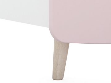 möbelando Kinderschreibtisch Savannah, Moderner Kinder-Schreibtisch in Pastellfarben (Weiß/Grau/Rosa), Korpus aus Spanplatte, Front aus MDF mit 1 Holztür, 1 Einlegeböden und 1 Ablagefach. Breite 113,2 cm, Höhe 94,5 cm, Tiefe 50 cm