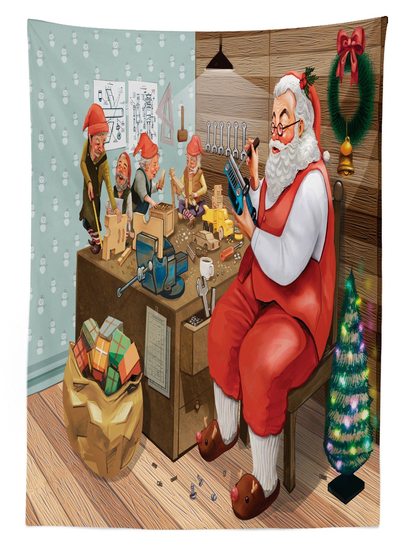 Abakuhaus Herstellung Weihnachten Klare Waschbar den Für Tischdecke Farbfest Farben, geeignet Außen Bereich Santa
