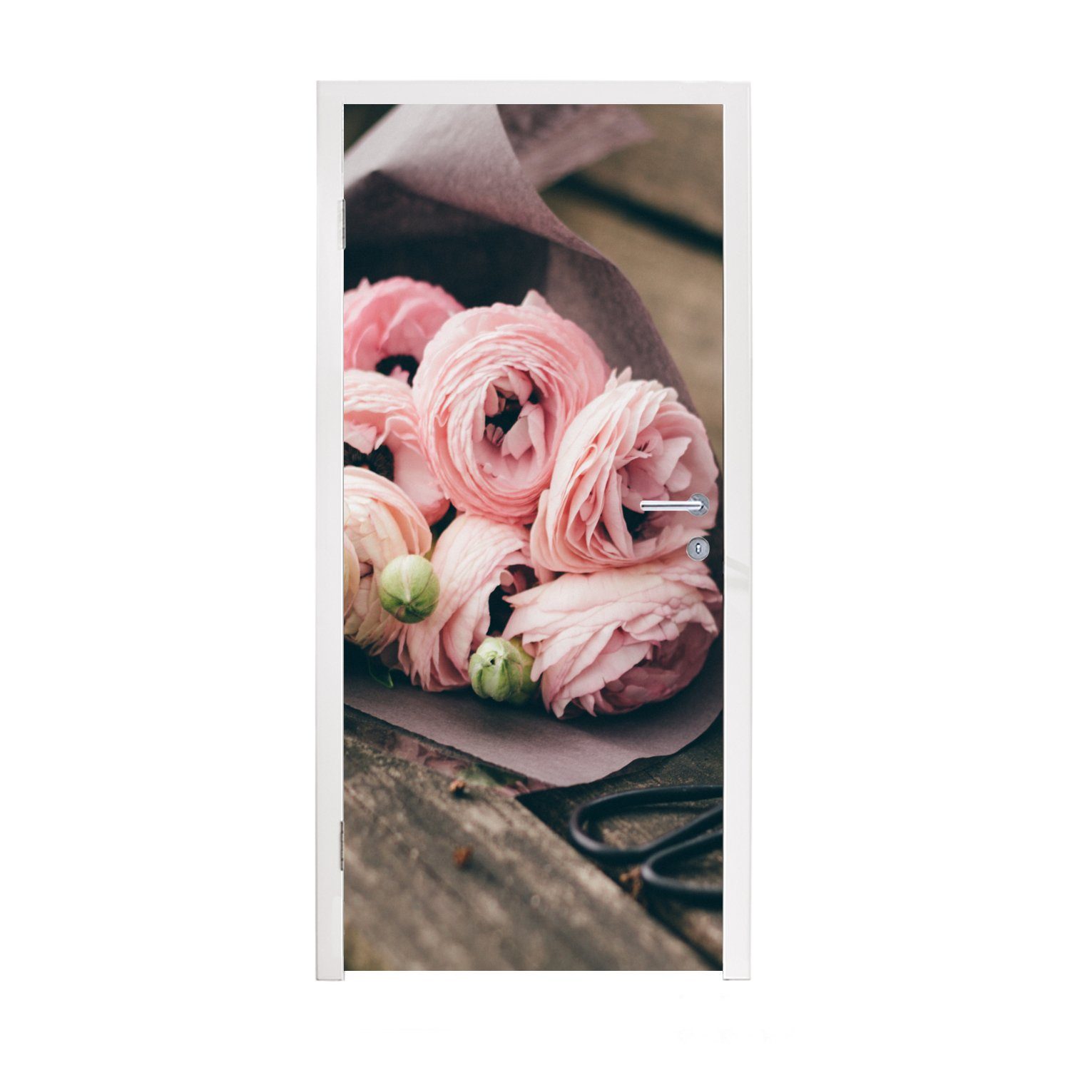 MuchoWow Türtapete Ein Blumenstrauß zum Valentinstag, Matt, bedruckt, (1 St), Fototapete für Tür, Türaufkleber, 75x205 cm