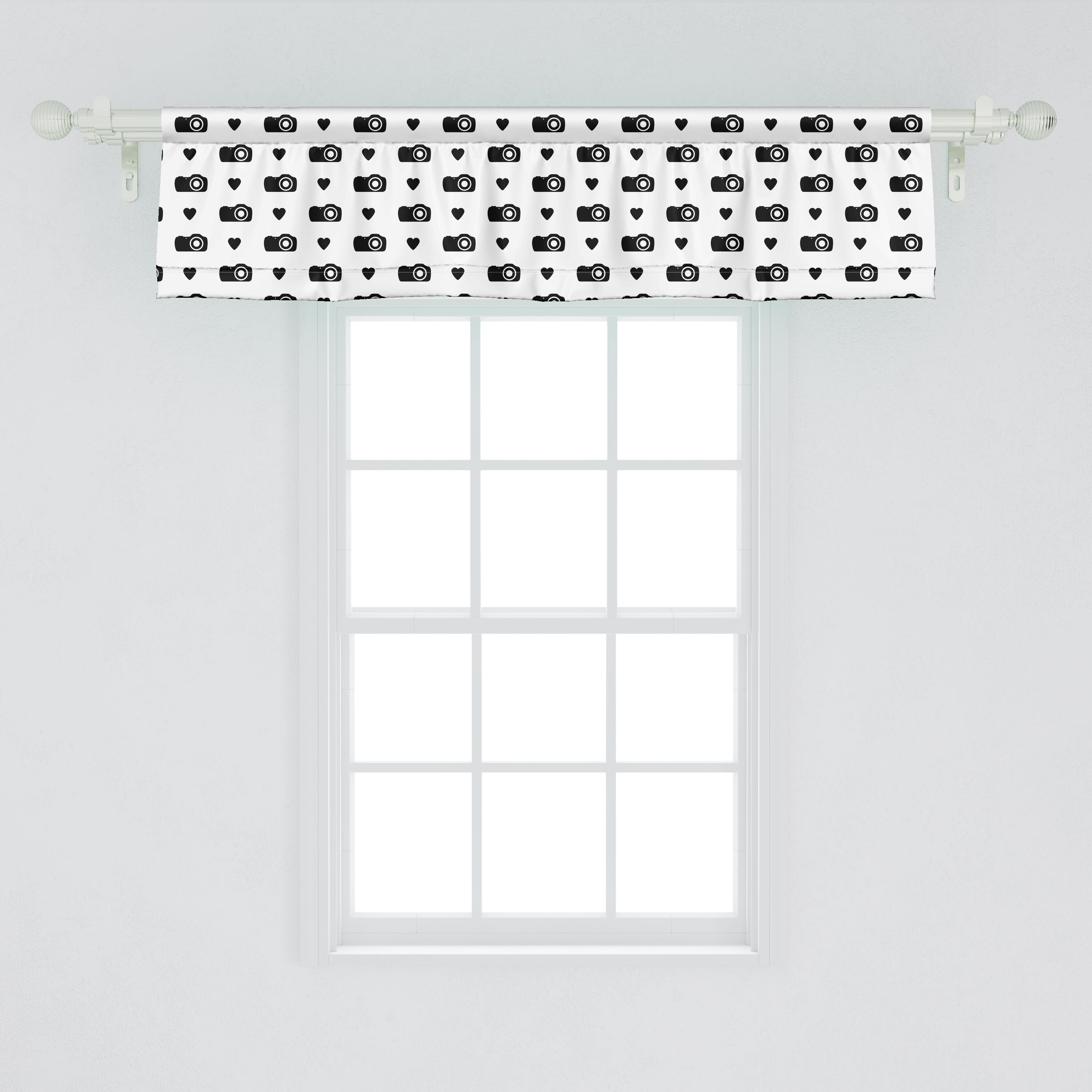 Scheibengardine Vorhang Volant für Herzen Abakuhaus, Artikel Küche Microfaser, Stangentasche, mit Kamera Dekor Schlafzimmer und Fotografie