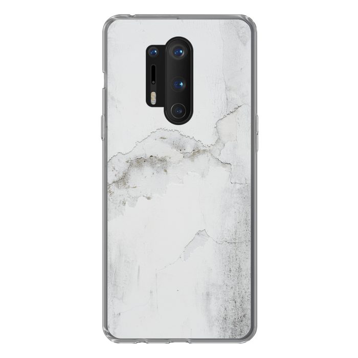 MuchoWow Handyhülle Beton - Grau - Weiß Phone Case Handyhülle OnePlus 8 Pro Silikon Schutzhülle