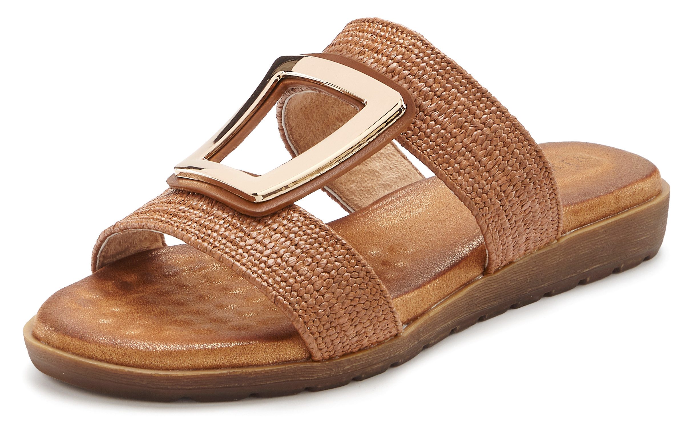 Vivance Sandale, Sommerschuh, offener Schuh, Mule, Pantolette NEU mit modischem Schmuckelement und softer Innensohle VEGAN