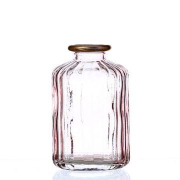 MARELIDA Dekovase Mini Glas Vase mit Rillen Blumenvase Deko Glasflasche mit Goldrand 4St (4 St)