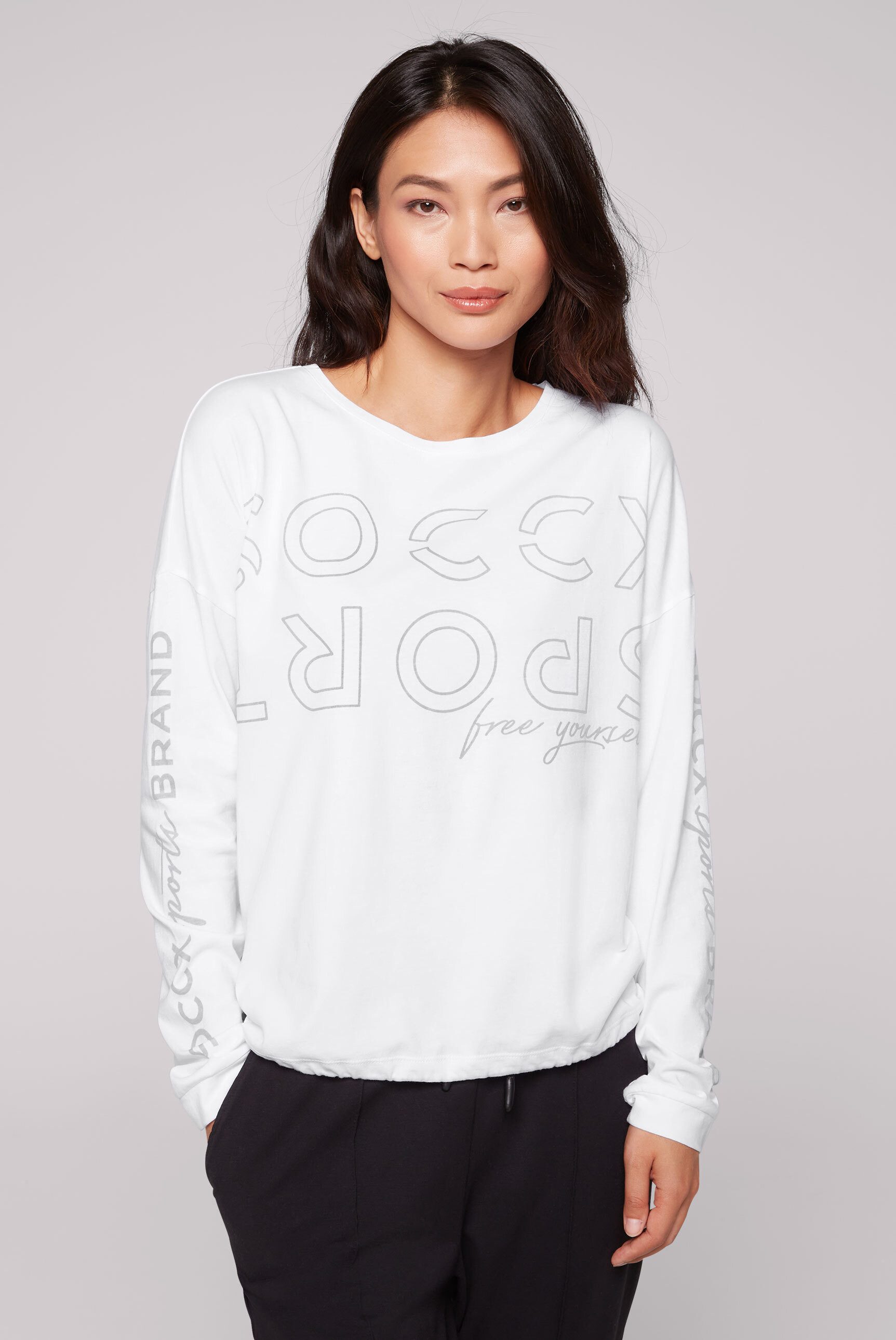 SOCCX Rundhalsshirt mit Gummizug im Saum