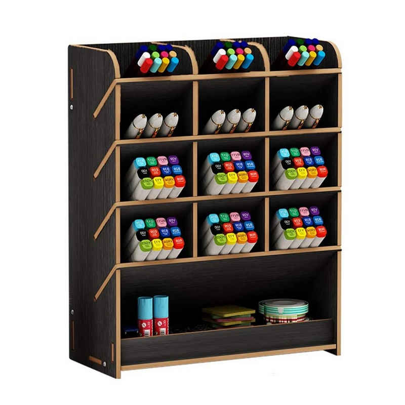 zggzerg Ablageregal Stifthalter Aufbewahrungsbox aus Holz, multifunktionaler Schreibtisch-Organizer für Zuhause, Büro und Schule