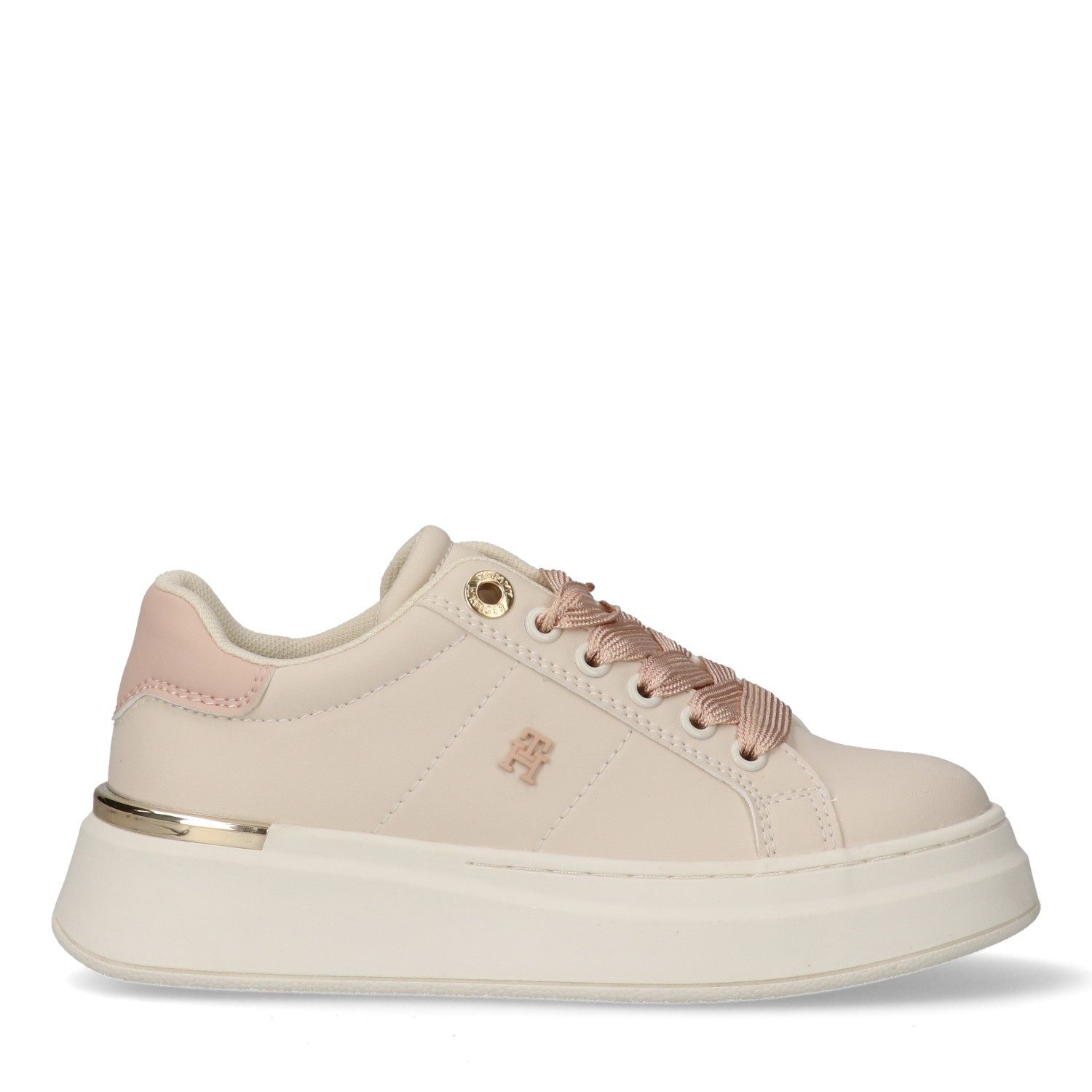 Tommy Hilfiger Sneaker Freizeitschuh, Halbschuh, Schnürer mit goldfarbenen Besätzen