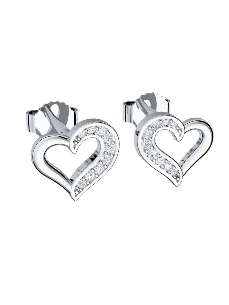 Paar Ohrstecker Herz Ohrringe Silber 925 Ohr-Stecker Damen Zirkonia Geschenk Freundin