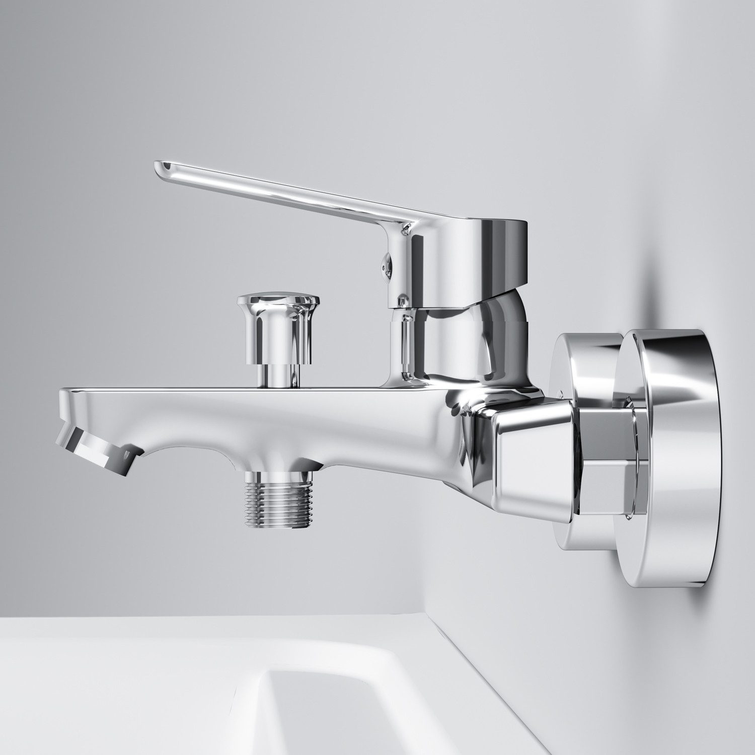 AM.PM Badarmatur Bad Armatur HIT Wasserhahn Wannenarmatur Mischarmatur (Badezimmerarmatur Badewannenarmatur, Mischbatterie inkl. 2 x Abdeckrosetten) Einhebelmischer mit Auslauf