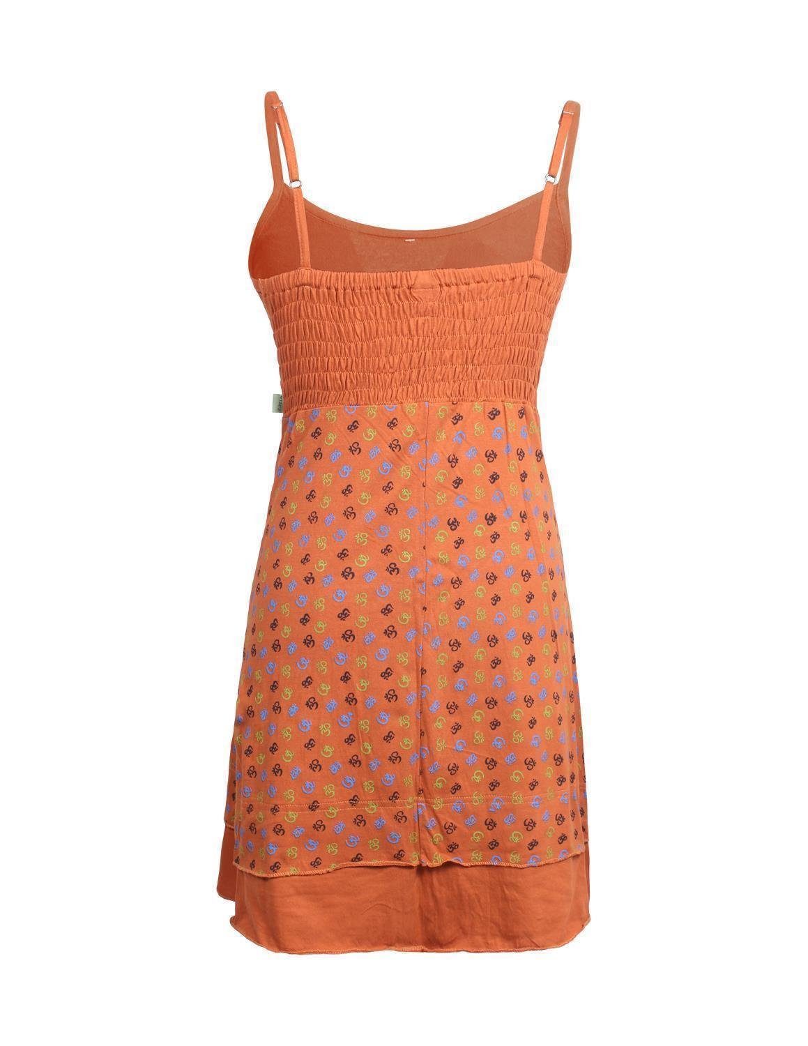Schulterfreies Goa, Hippie, Minikleid orange Kleid Vishes mit Spagettiträgern Style Buho Bustier