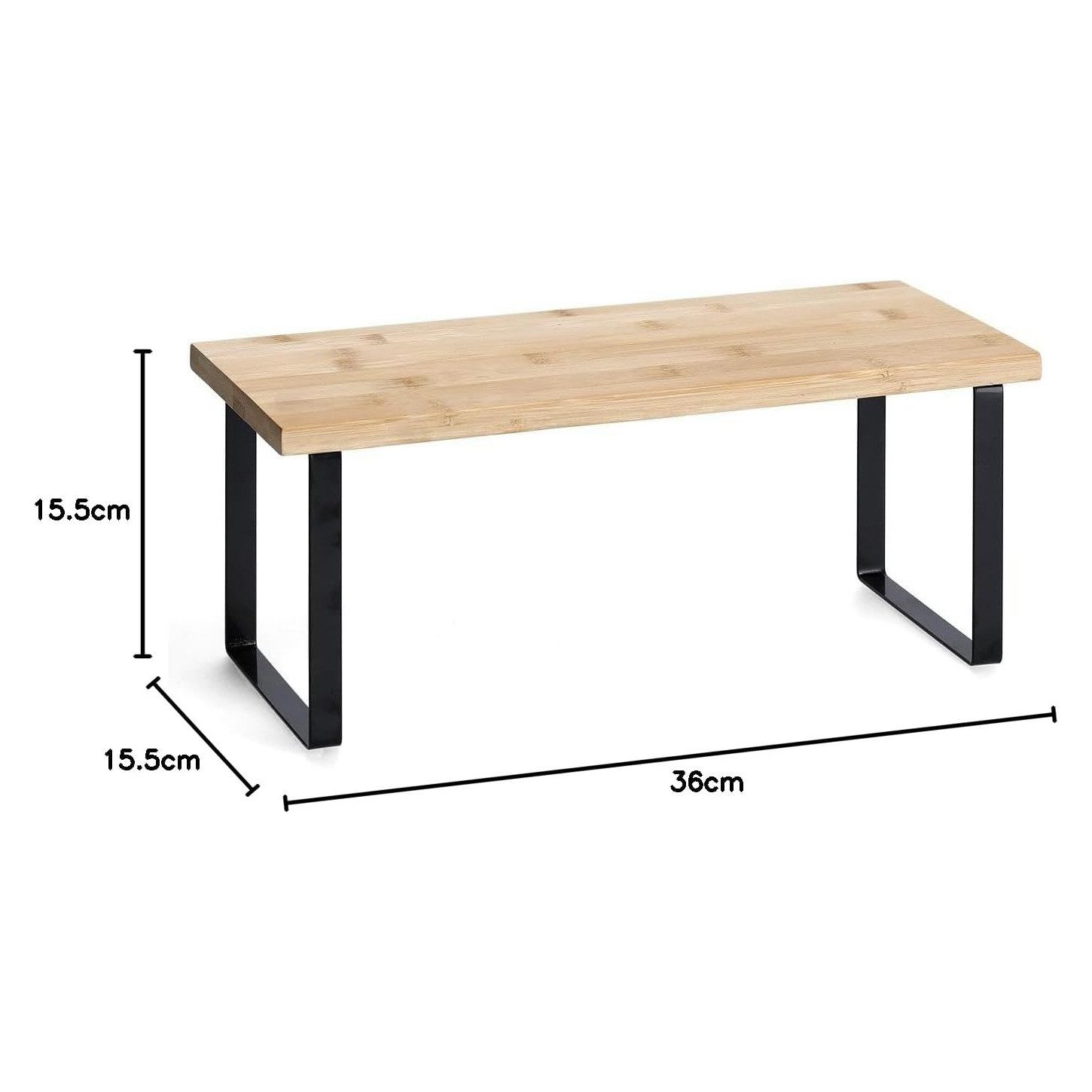 Basera® Regal Regal aus Bambus und schwarzem Metallgestell, 2-tlg., 2er Set, stapelbar – Bild 3 von 5