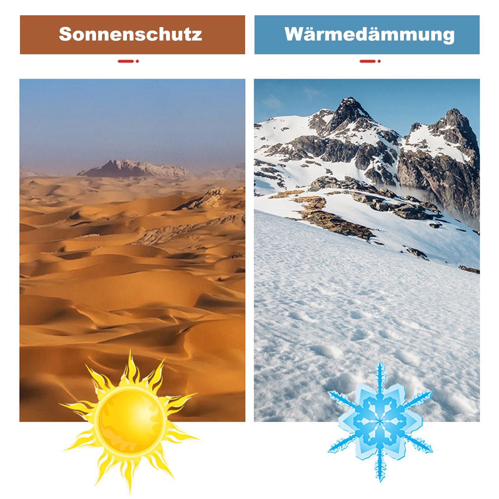 Venkuber Sonnenschutz-Fensterfolie Sichtschutz für Fenster – UV- und Wärmeisolierung, reflektierende Aluminiumfolie mit Saugnapf für Zuhause, Büro, Garage