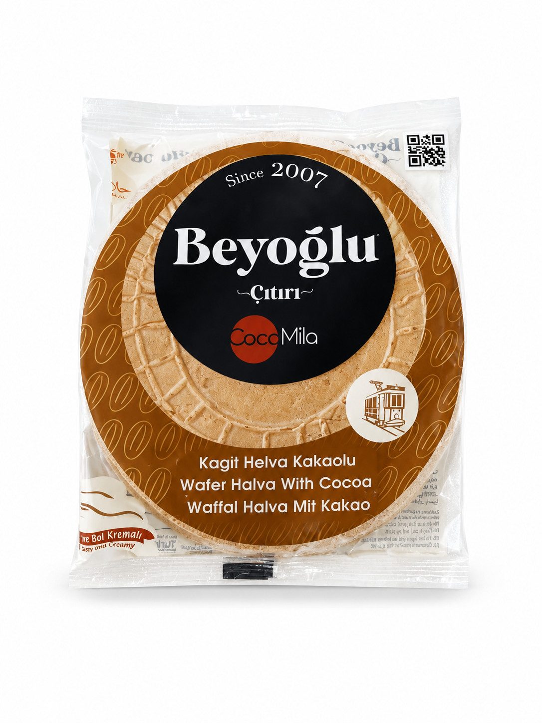 Beyoglucitiri Süßigkeit Kakao Waffel Halva 40 g – Knusprige türkische Süßigkeit mit Kakaocreme, 1 x 40 g, 1 St., Knusprige Waffelspezialität, Mit Kakao, Einzeln verpackt