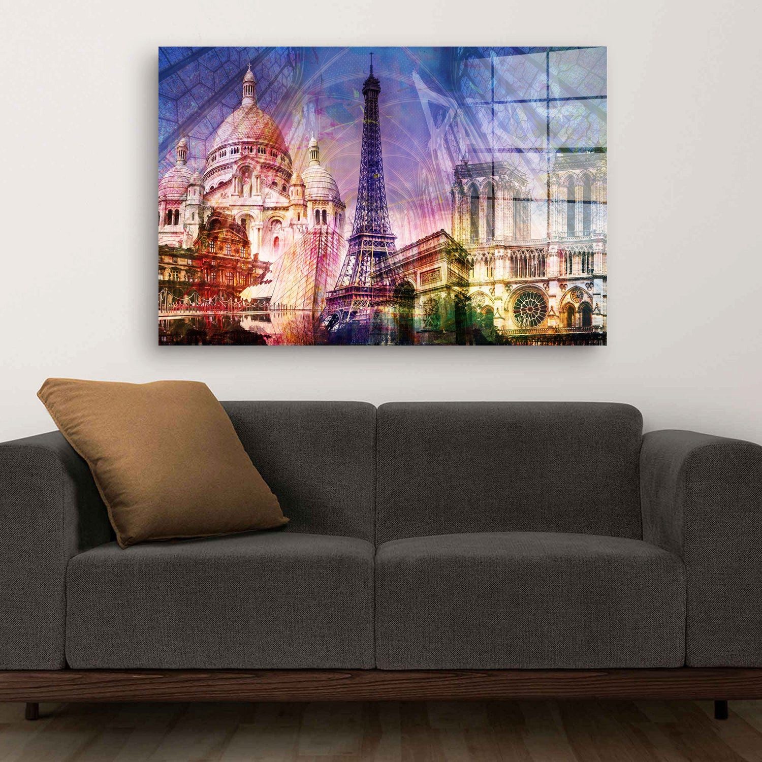 Artedinoi Acrylglasbild Paris Pop Art Wahrzeichen Acrylglas Wandbild Bild Wanddeko XL