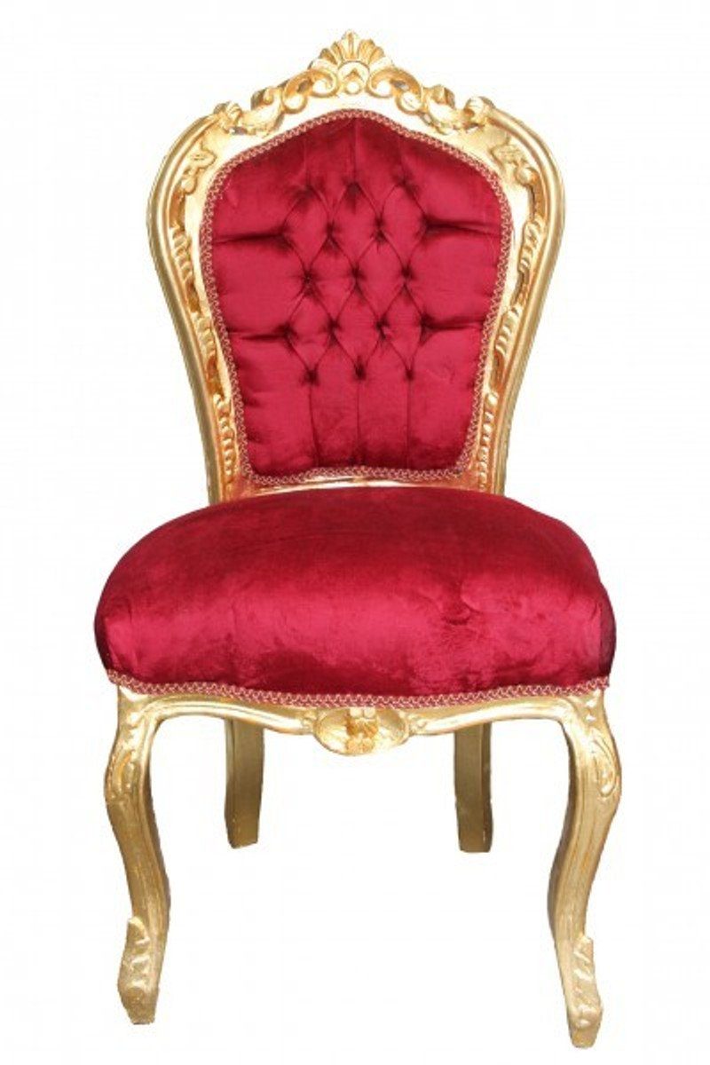 Casa Padrino Esszimmerstuhl Barock Esszimmer Stuhl Bordeaux / Gold ohne Armlehnen - Antik Möbel