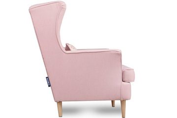 Konsimo 2-Sitzer STRALIS Sofa 2 Personen, zeitloses Design, hohe Füße, mit zwei dekorativen Kissen inklusive