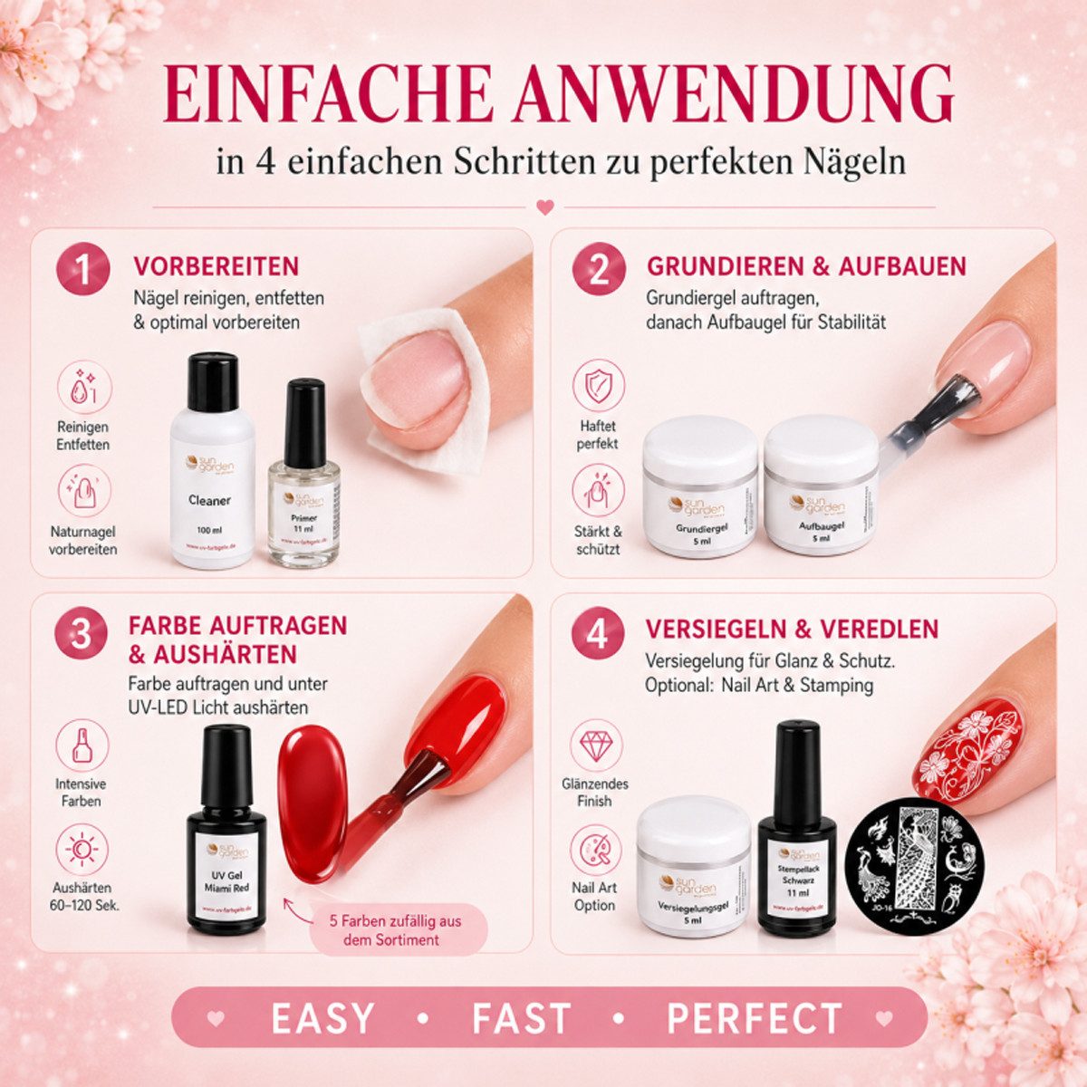 Sun Garden Nails Nagellack-Set UV Gel Starterset Miami - Einsteigerset