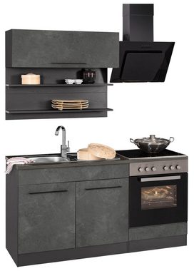 HELD MÖBEL Küchenzeile Tulsa, mit E-Geräten, Breite 160 cm, schwarze Metallgriffe