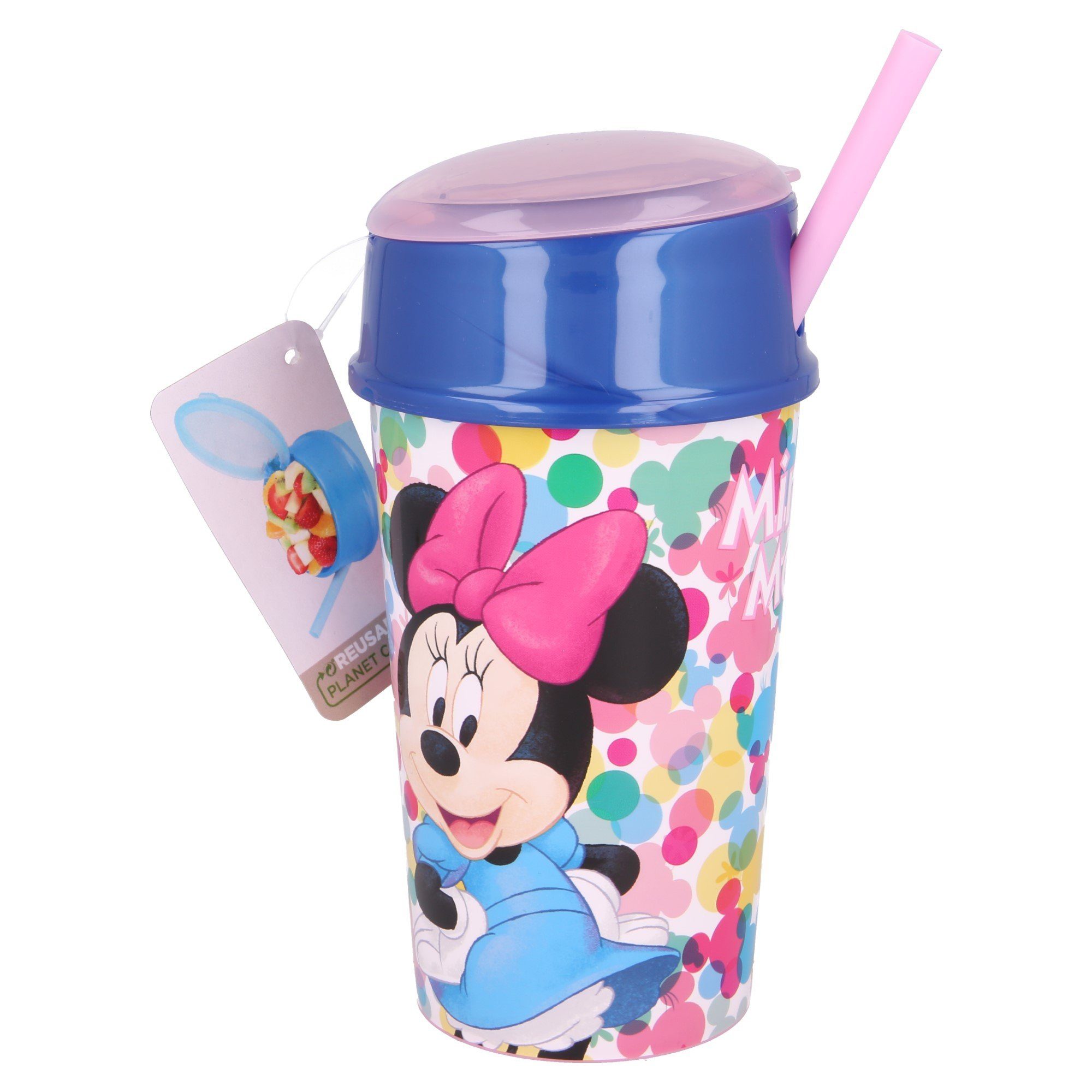Disney Minnie Mouse - Kunststoff Becher mit Strohhalm - 430 ml