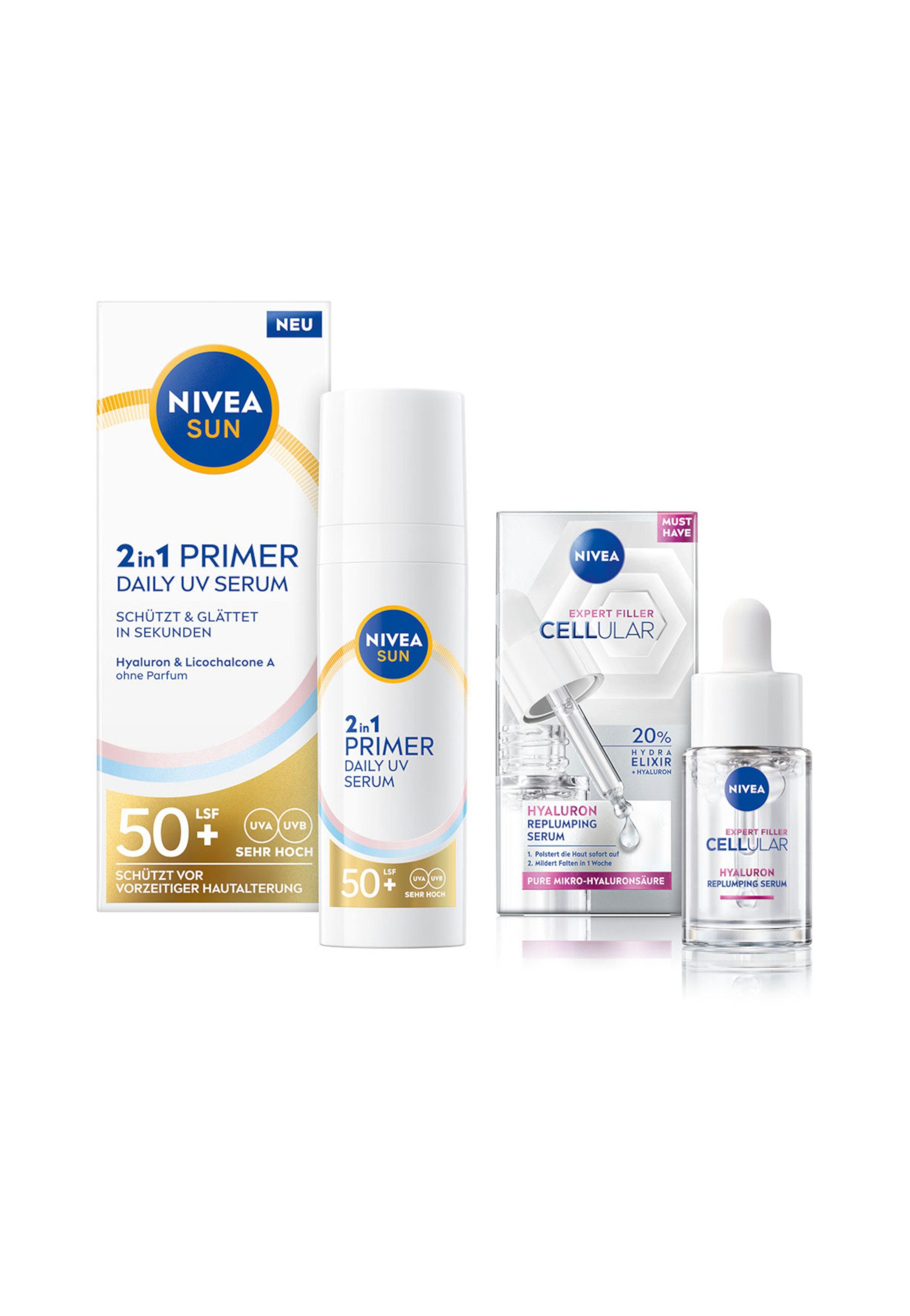 Gesichtspflege-Set UV Primer 2in1 Primer + Hyaluron Serum Set