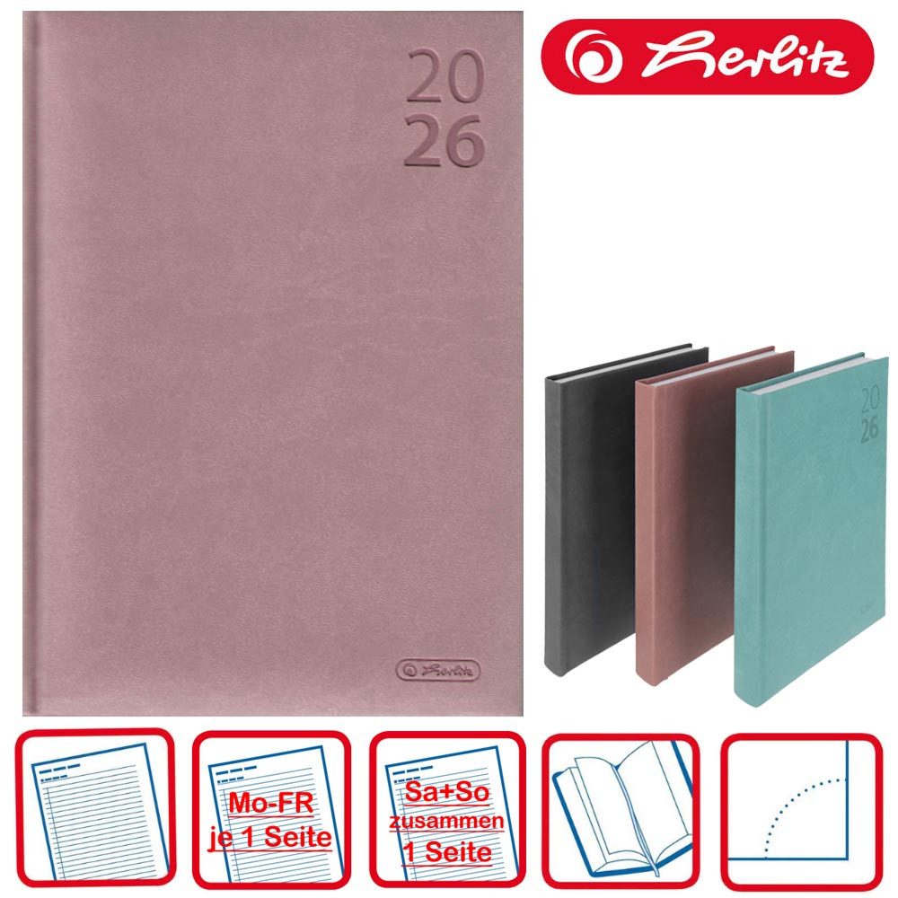 Herlitz Buchkalender A5 Wall 2026 altrose