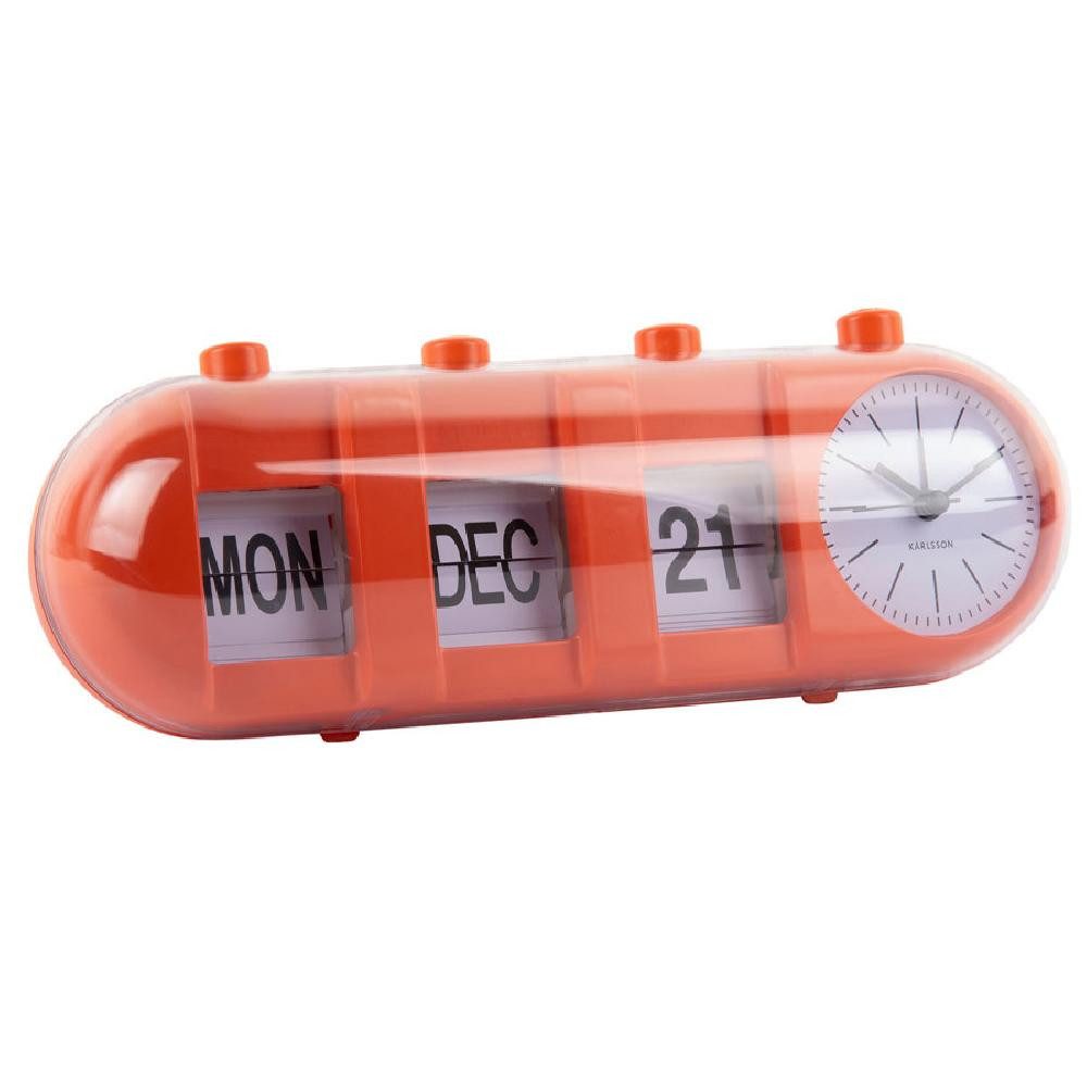 Karlsson Uhr Wecker Retro Tube Calendar Flip Bright Orange günstig online kaufen