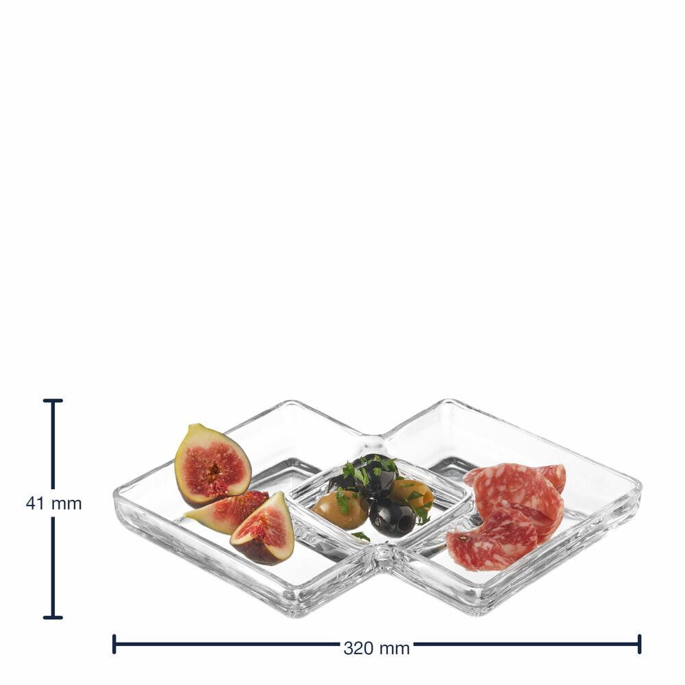 LEONARDO Snackschale Kabarett SEZIONE Eckig 31 x 21 cm, Glas