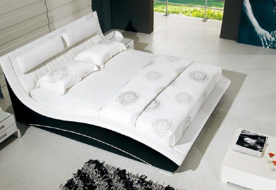 JVmoebel Bett Multifunktion Bett Betten Ehebett Doppelbett Polsterbett 180x200cm Weiß/Schwarz