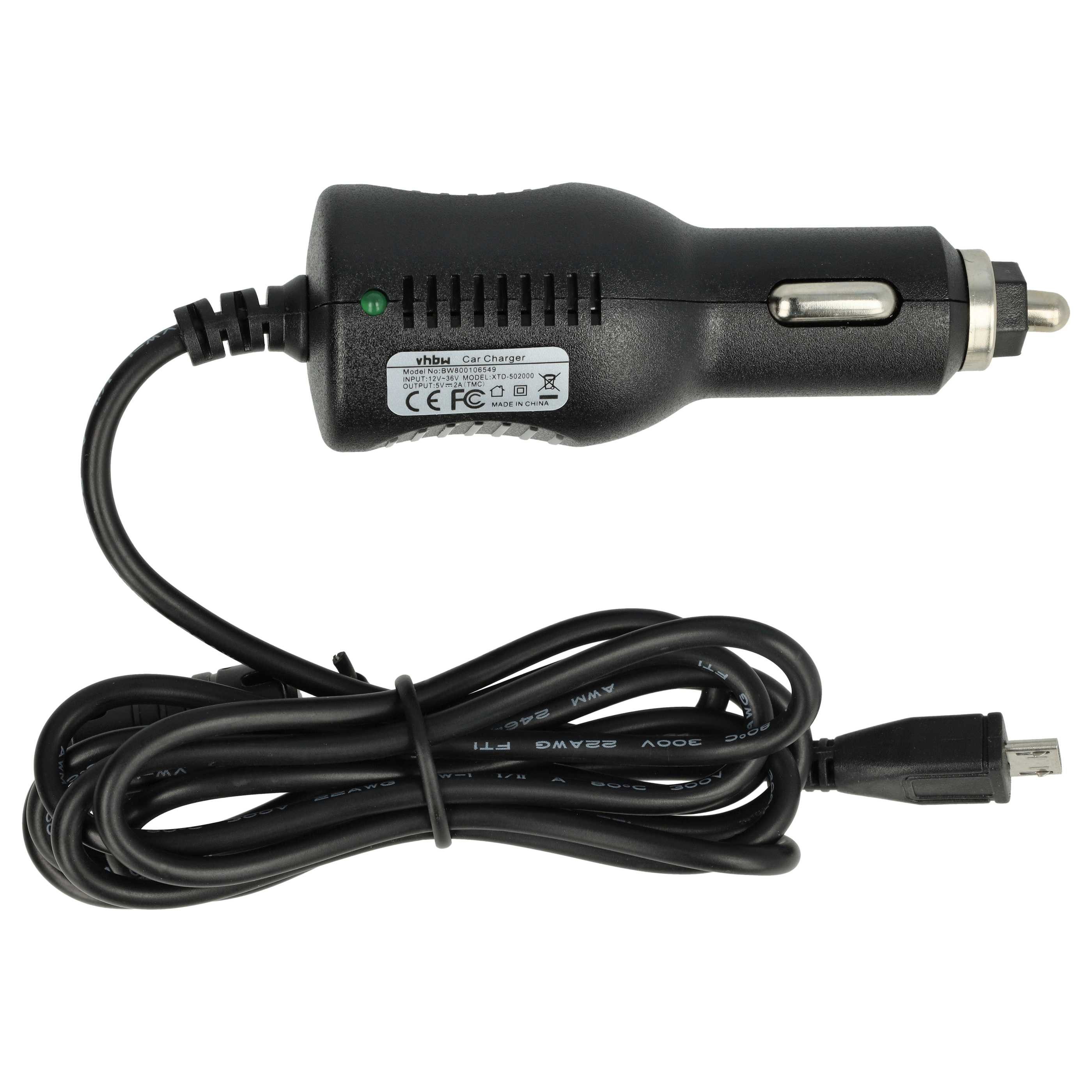 vhbw passend für TomTom Start 50, 60 Europe Traffic, 40, 60m Europe KFZ-Adapter Anschlussstecker Männlich, 1x Micro-USB-Stecker, KFZ-Stecker, Tragbar