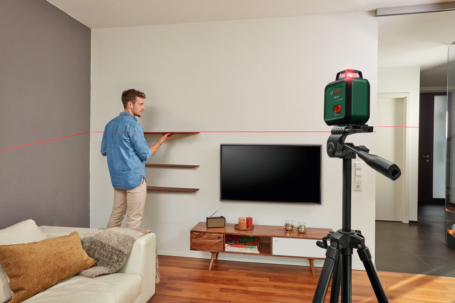 Bosch Home & Garden Linienlaser PLL 360-1 UNI, (Set), mit Stativ, inkl. Batterien