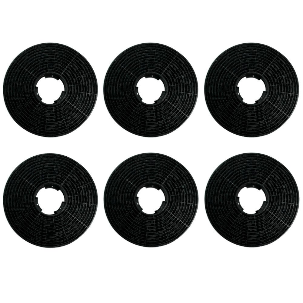 Trade-Shop Aktivkohlefilter 6x passend für PKM 6002-2H 6004T 6090BZ 6091U 8888H 8888U 9004T 9091H, Zubehör für Candy 35602288 49040117 49040890, Hoover 35602288 49040117 KFC6961, Durchmesser: 10,5 cm / Höhe: 2,5 cm / Aufnahmebohrung innen: 3 cm