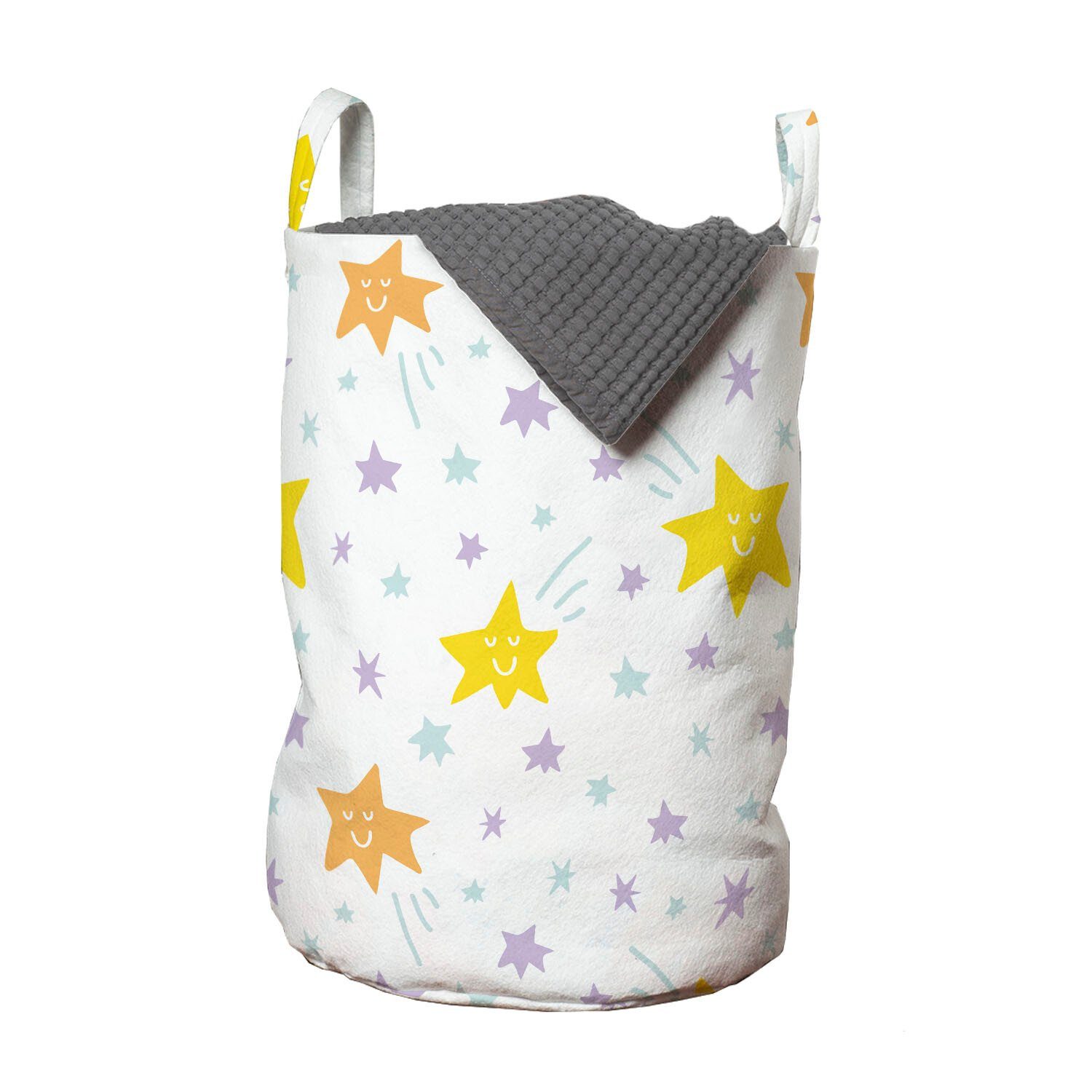 Abakuhaus Wäschesäckchen Wäschekorb mit Griffen Kordelzugverschluss für Waschsalons, Kindergarten Glückliche Pastell Sterne