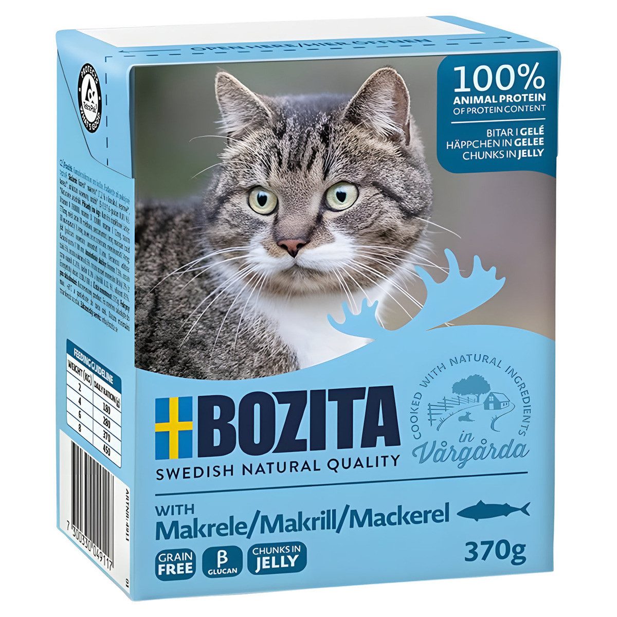 Bozita Häppchen in Gelee mit Makrele 370 g - 6 Stück, Nassfutter für: Katze