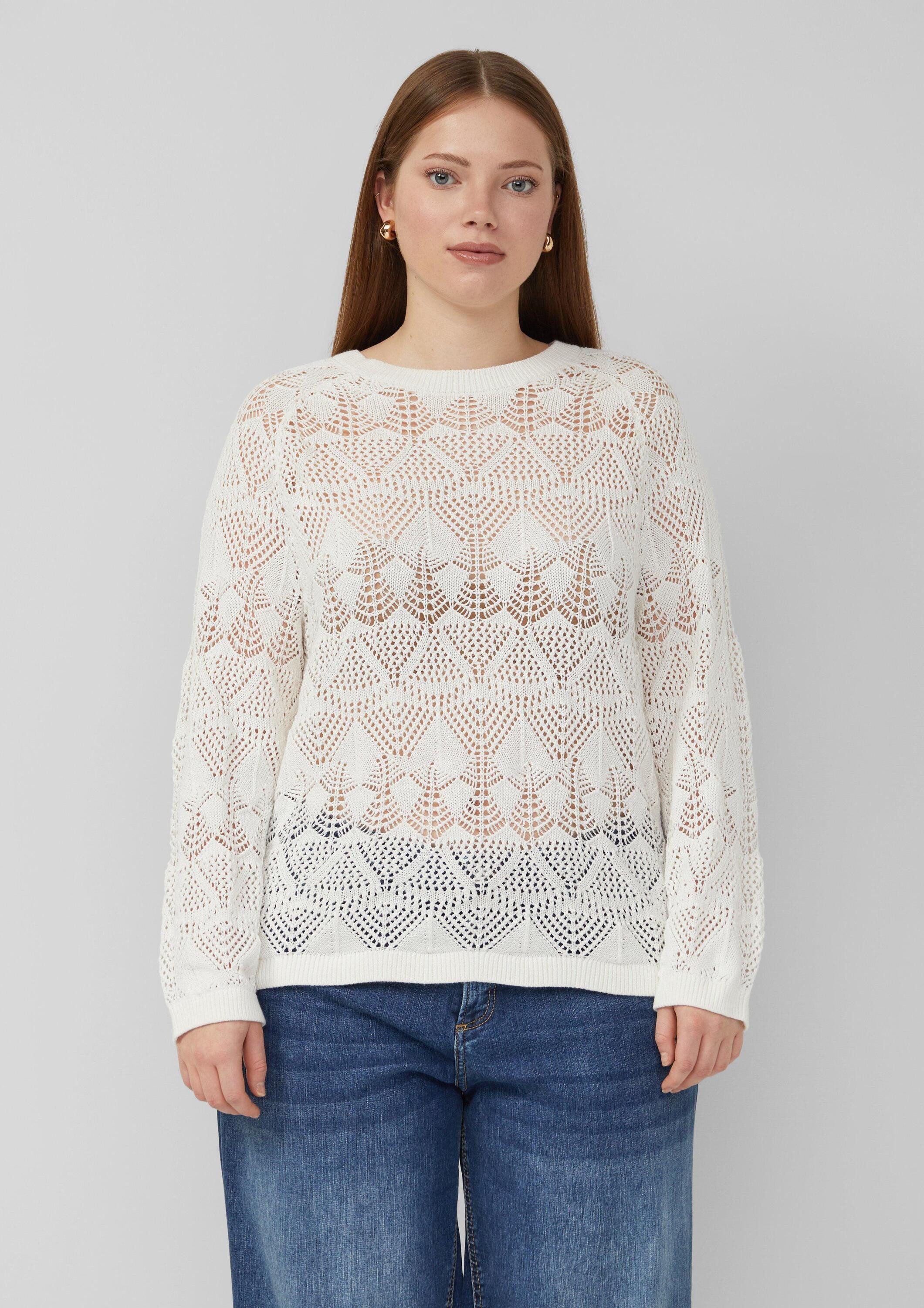 QS Longpullover Strickpullover Transparenter Baumwollpullover