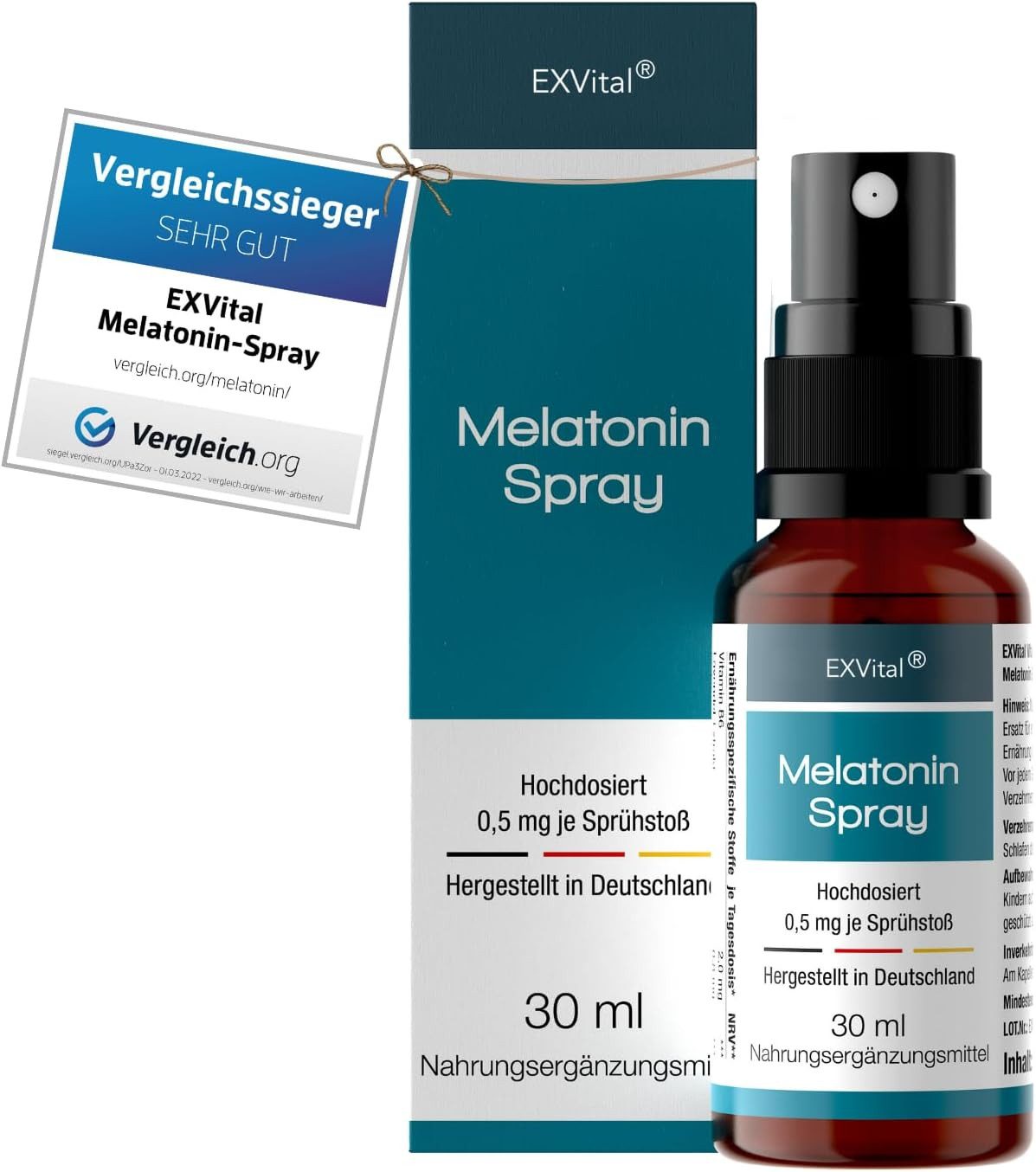Melatonin Spray, mit Lavendel Extrakt & Vitamin B6, Schlafhormon. Spray