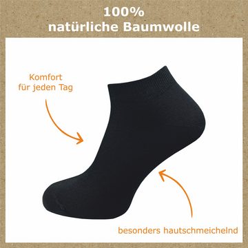 GAWILO Sneakersocken aus 100% Baumwolle für Herren in schwarz & weiß (6-Paar) ohne drückende Naht über den Zehen - atmungsaktiv - absolut blickdicht