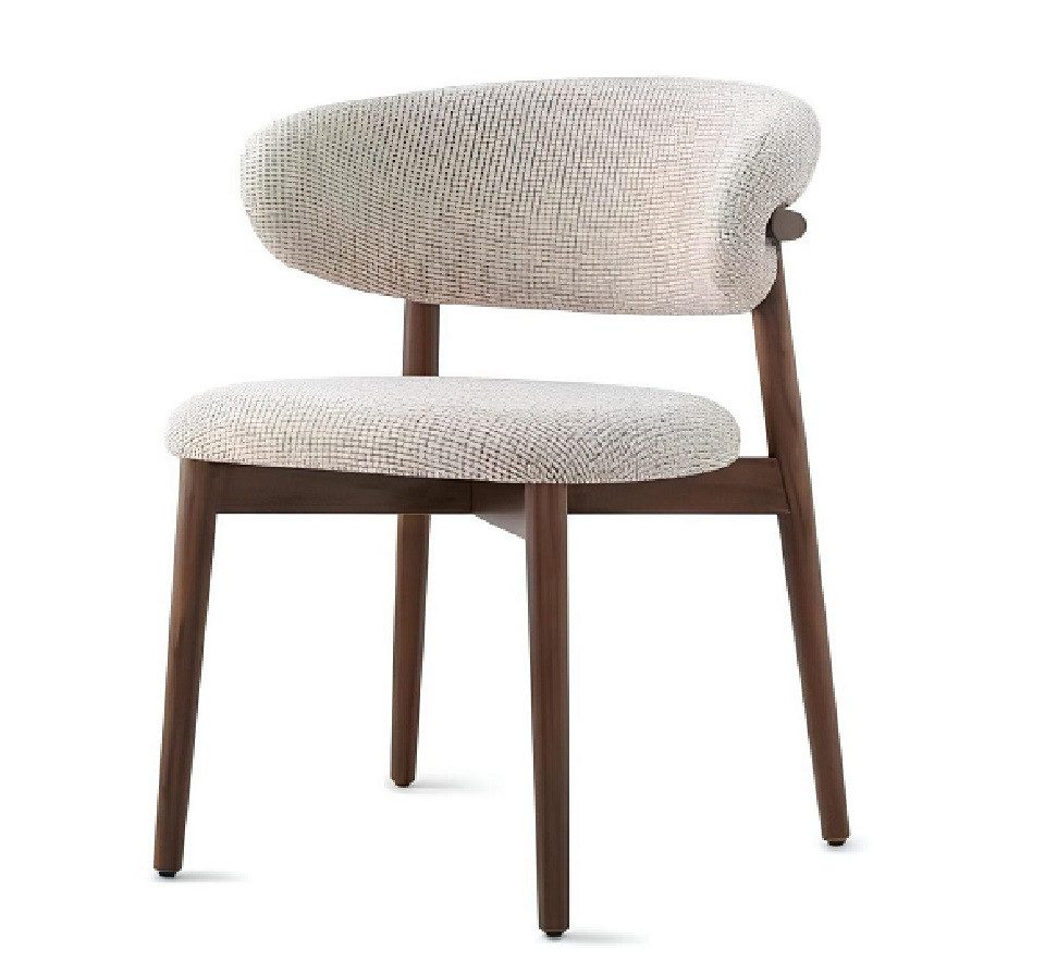 JVmoebel Esszimmerstuhl Stylischer Stuhl Küchenstuhl Lehnstuhl Holz Stoff Modern Grau (1 St), Made in Europa